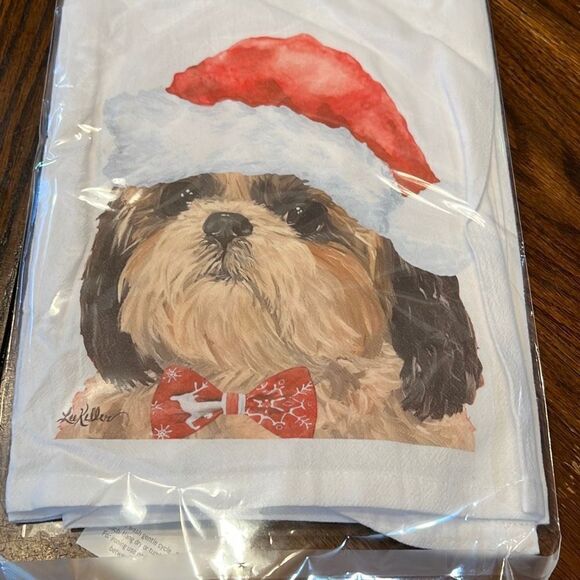 Hippie Hound Studios Christmas Dog Towel “Shihtzu ” Holiday Towel NWT - Picture 5 of 5